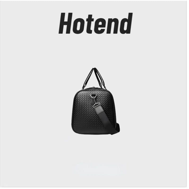 Hotend Cowhide embossed woven travel bag - black